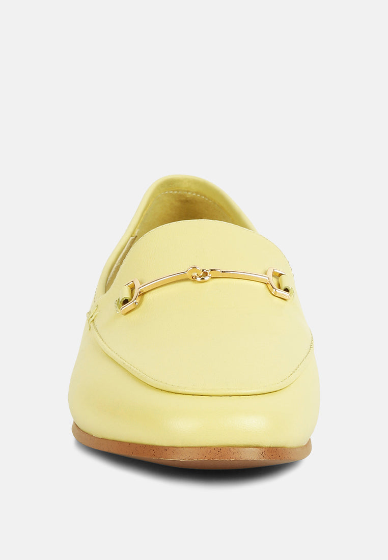  DARETH Horsebit Flat Heel Loafers In Yellow