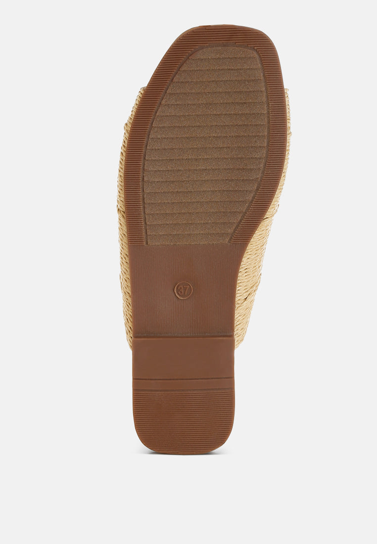  Daisy Doe Raffia Square Toe Flats