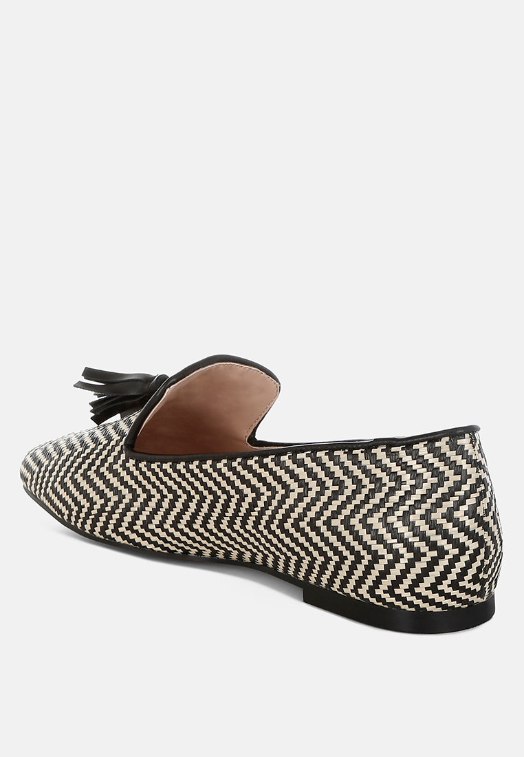  Dara Raffia Tassels Detail Loafers