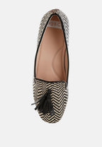  Dara Raffia Tassels Detail Loafers
