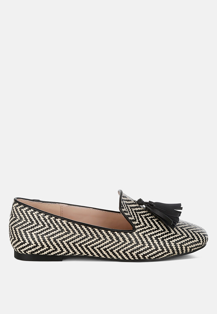  Dara Raffia Tassels Detail Loafers