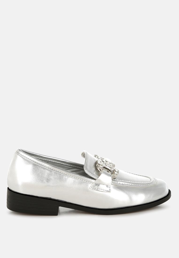  Dendron Diamante Horsebit Metallic Loafers