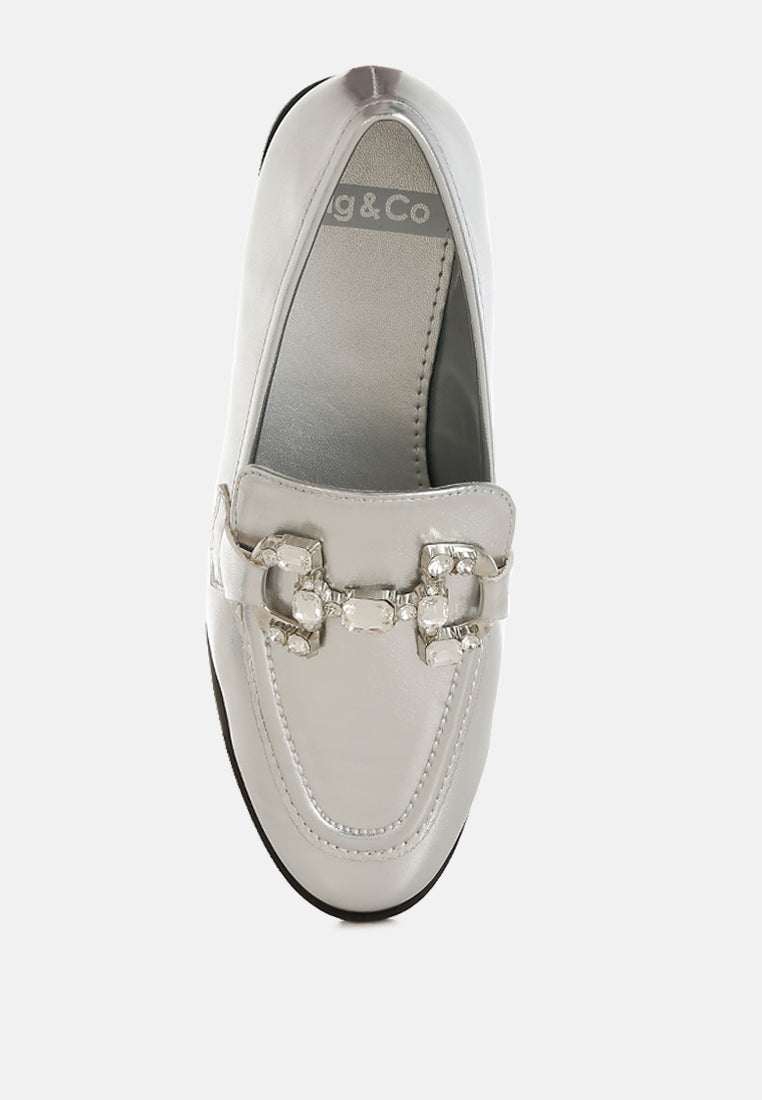  Dendron Diamante Horsebit Metallic Loafers