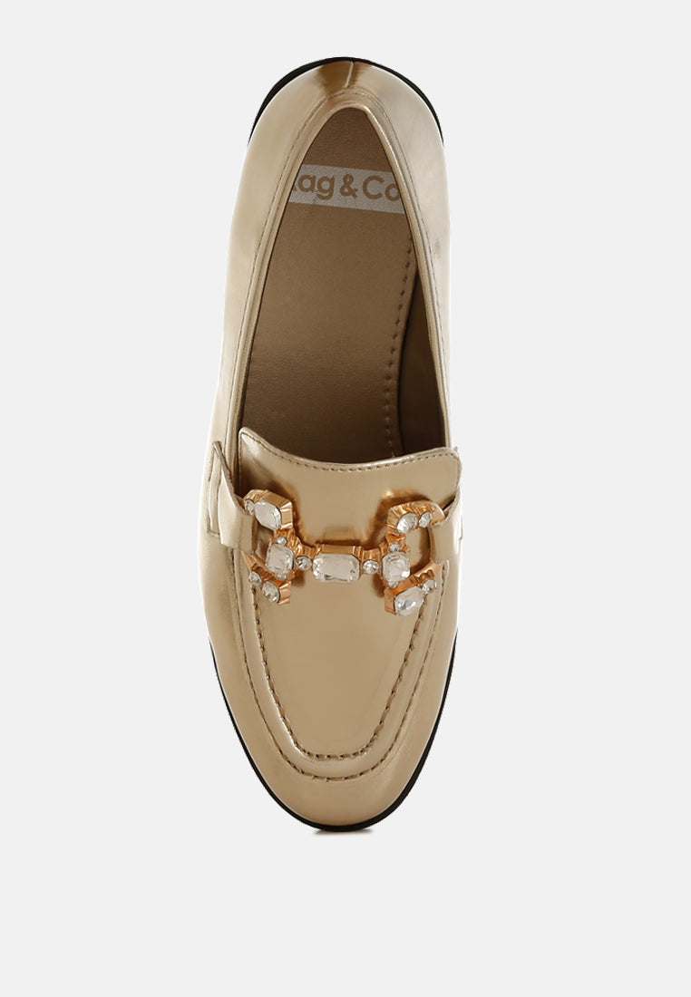  Dendron Diamante Horsebit Metallic Loafers