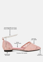  Shrami Pearl & Rhinestone Strap Flat Sandals
