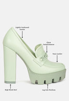  CORINNE Green Chain Embellished Chunky Loafers
