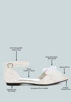  Clarice Sheer Bow Detail Glitter Flat Sandals