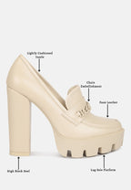  CORINNE Beige Chain Embellished Chunky Loafers