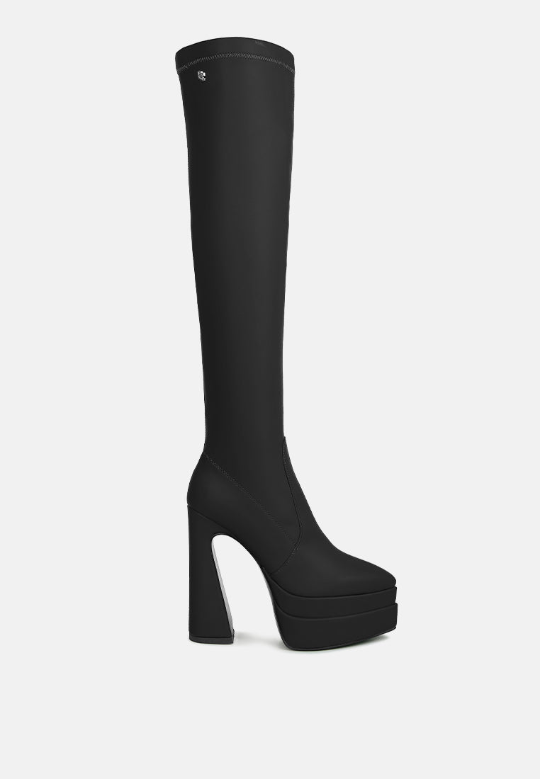  CYBER-PUNK High Platform Long Boots In Black