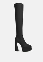 CYBER-PUNK High Platform Long Boots In Black
