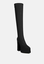 CYBER-PUNK High Platform Long Boots In Black