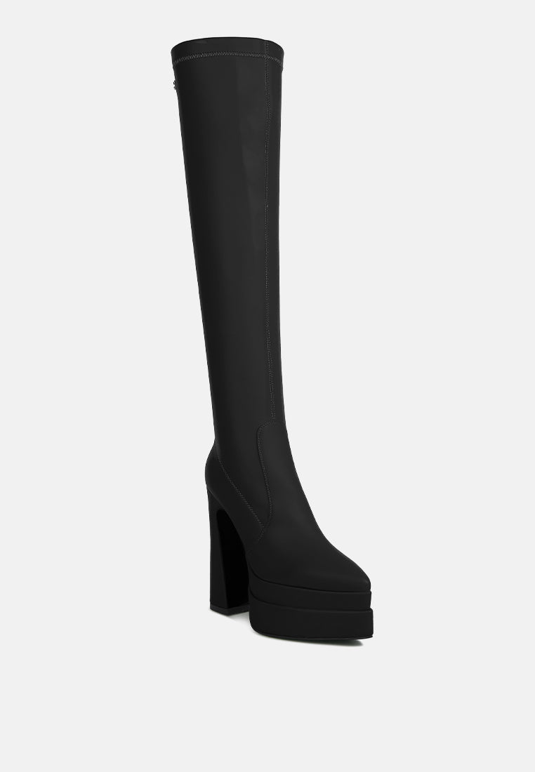  CYBER-PUNK High Platform Long Boots In Black