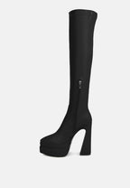  CYBER-PUNK High Platform Long Boots In Black