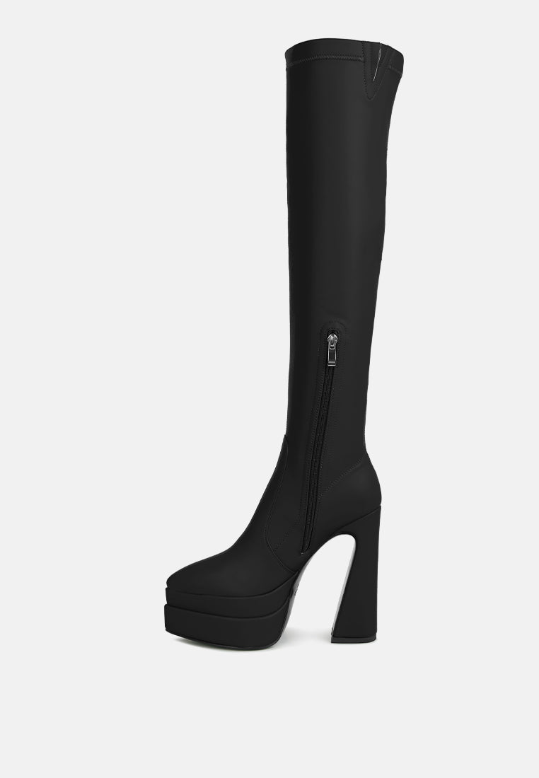  CYBER-PUNK High Platform Long Boots In Black