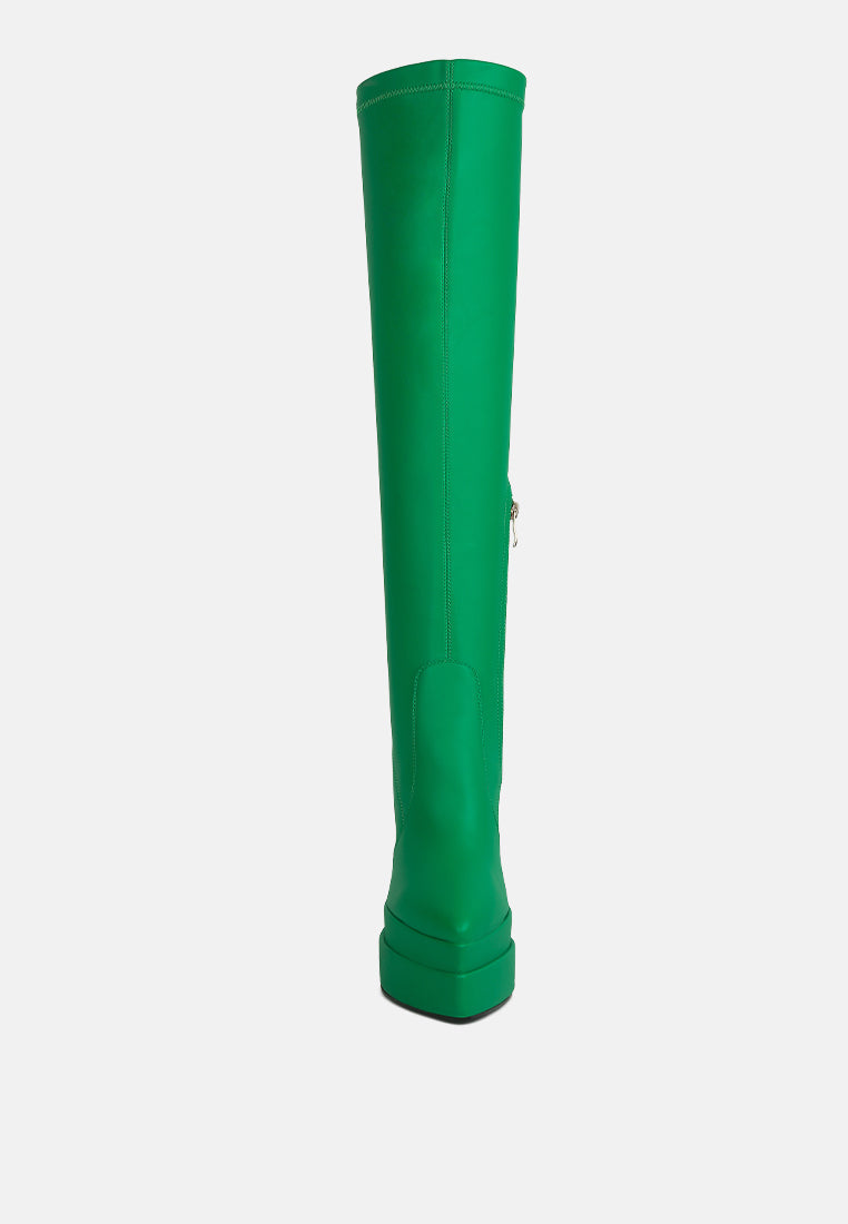  CYBER-PUNK High Platform Long Boots In Green