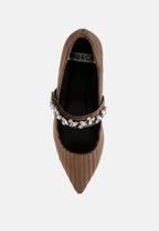  Dresden Diamante Brooch Velvet Ballerinas