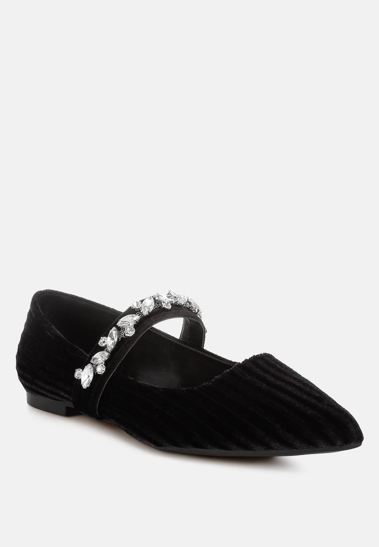  Dresden Diamante Brooch Velvet Ballerinas