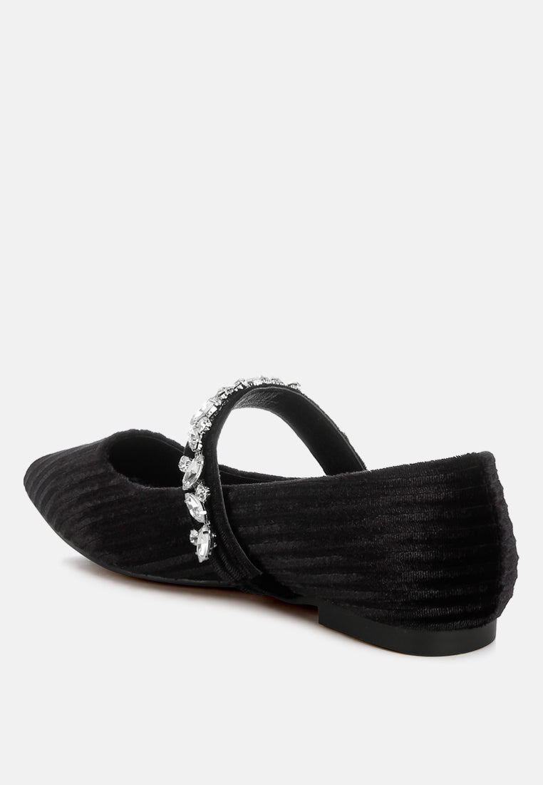  Dresden Diamante Brooch Velvet Ballerinas