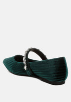  Dresden Diamante Brooch Velvet Ballerinas