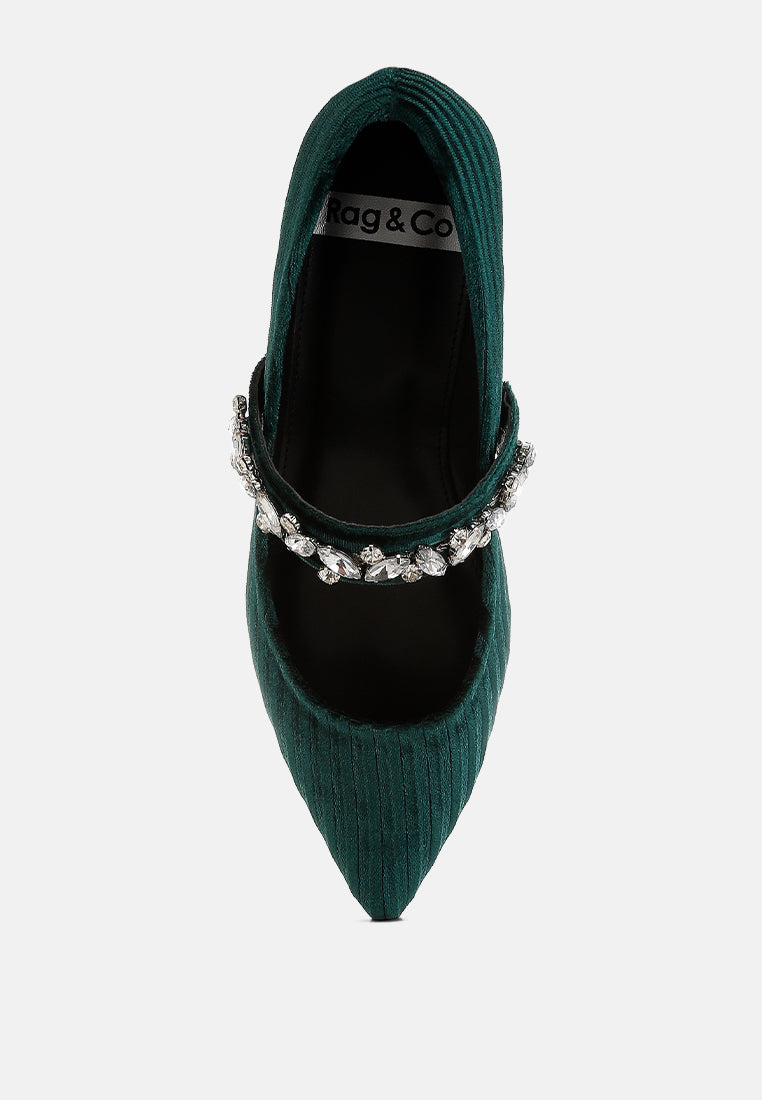  Dresden Diamante Brooch Velvet Ballerinas