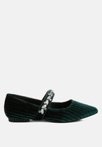  Dresden Diamante Brooch Velvet Ballerinas