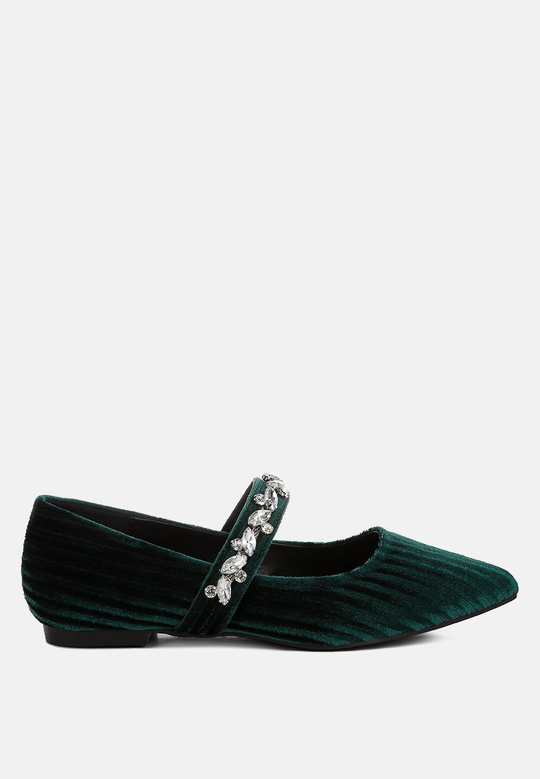  Dresden Diamante Brooch Velvet Ballerinas