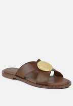  EUDORA Embellished Tan Slip-ons