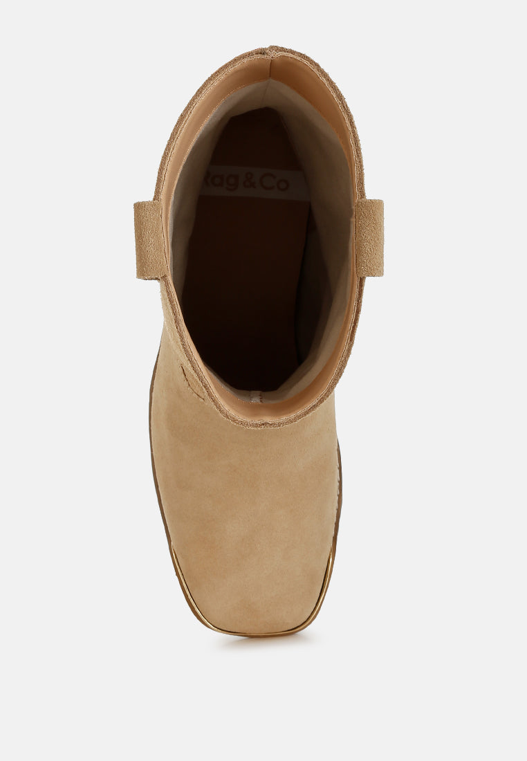  Emberly Suede Square Toe Ankle Boots