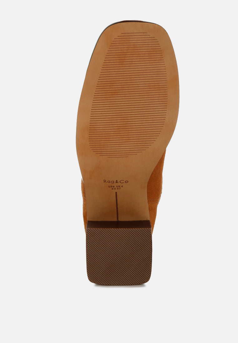  Emberly Suede Square Toe Ankle Boots