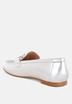  Estafa Horsebit & Studs Metallic Pleather Loafers