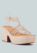  FAWCETT Nude Tie Up Platform Heeled Sandals