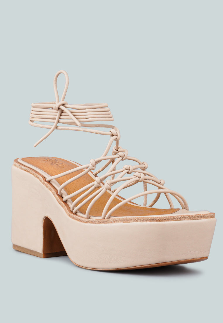  FAWCETT Nude Tie Up Platform Heeled Sandals