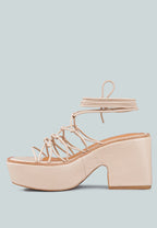  FAWCETT Nude Tie Up Platform Heeled Sandals