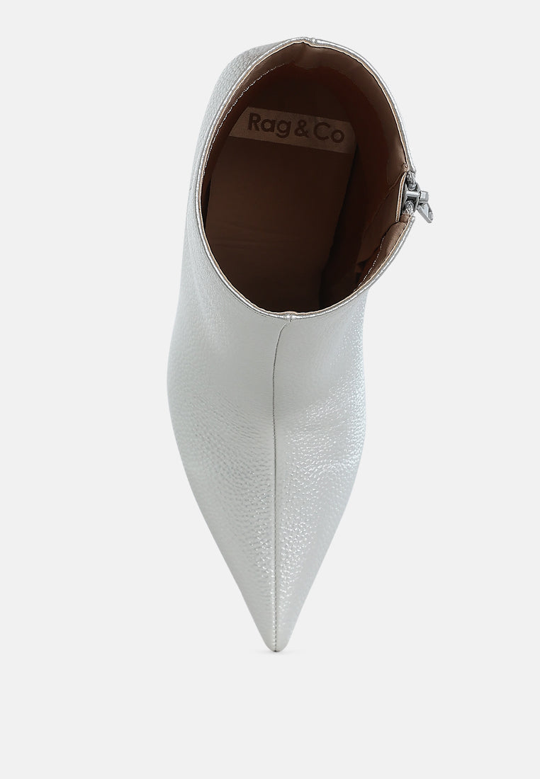  Farnak Metallic Pointed Toe Ankle Boots