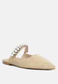  GEODE Pearl Embellished Slip On Mules In Beige