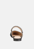  GEODE Pearl Embellished Slip On Mules In Black