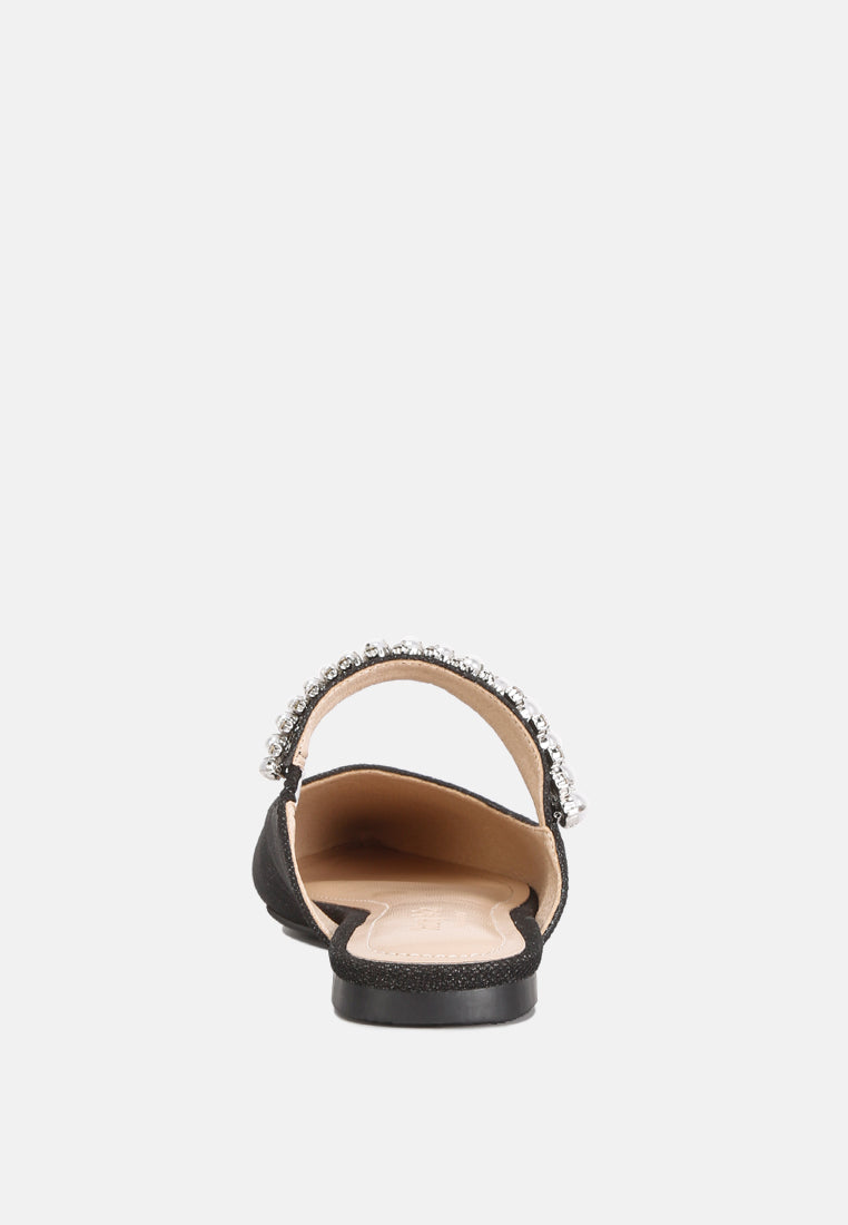  GEODE Pearl Embellished Slip On Mules In Black