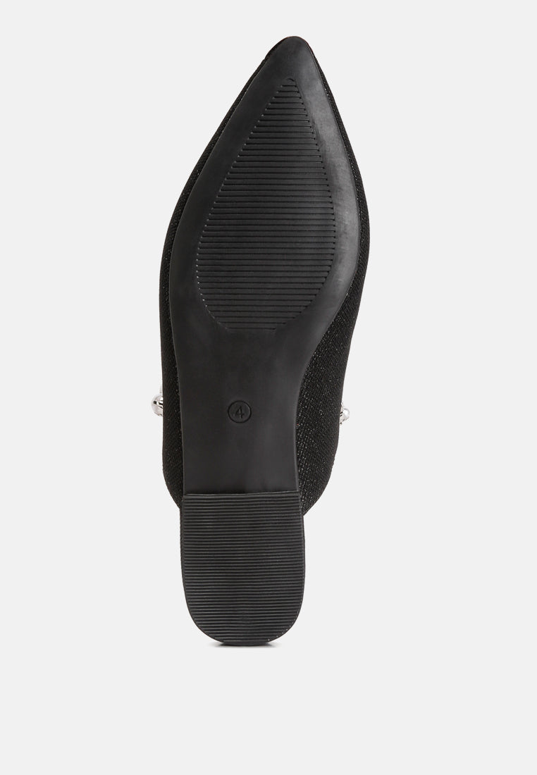  GEODE Pearl Embellished Slip On Mules In Black