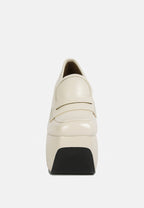  GILLIAM Beige High Platform Wedge Loafers