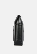  GILLIAM Black High Platform Wedge Loafers