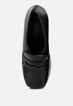  GILLIAM Black High Platform Wedge Loafers