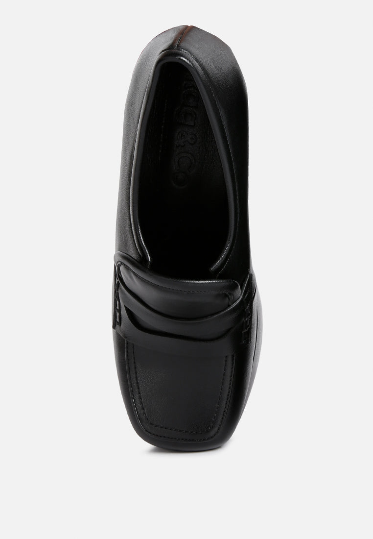  GILLIAM Black High Platform Wedge Loafers