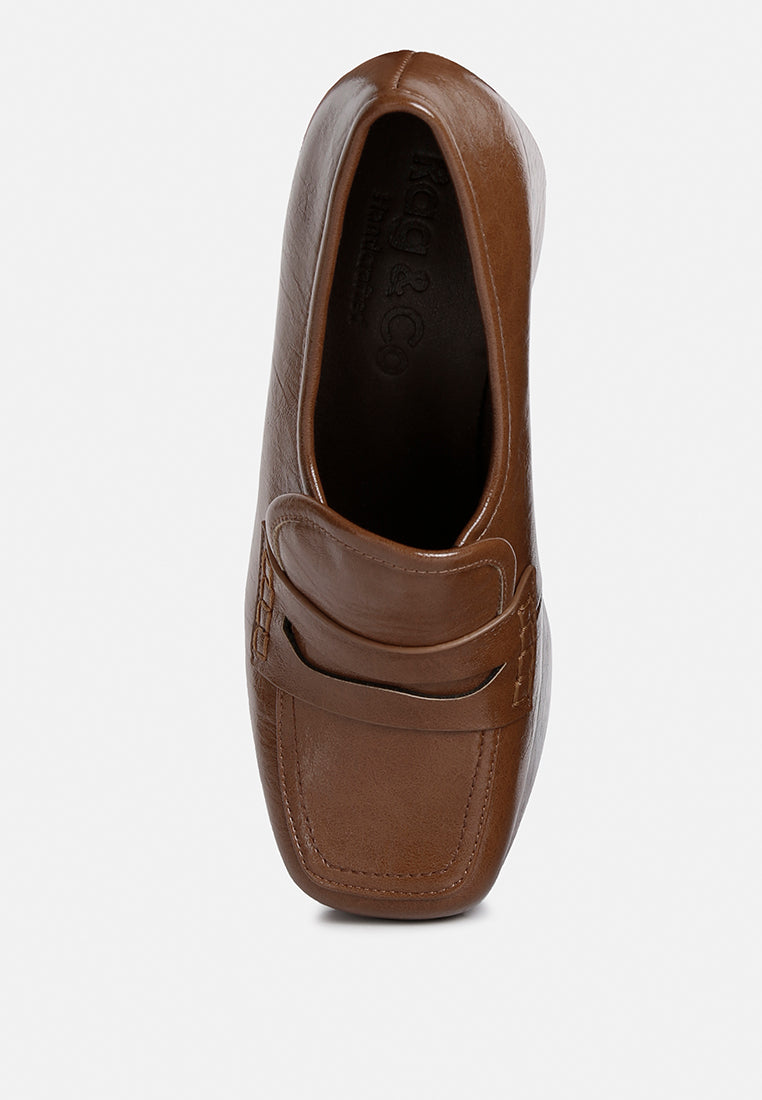  GILLIAM Tan High Platform Wedge Loafers