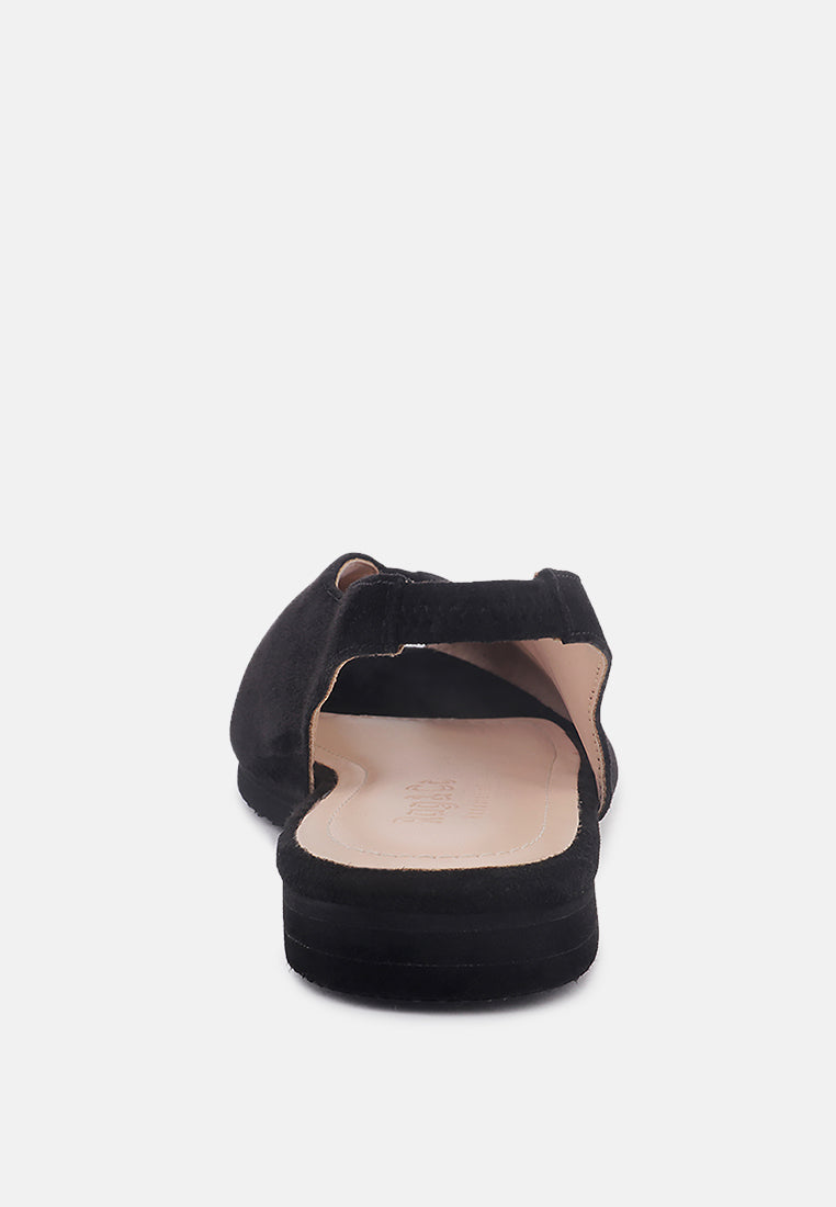  GRETCHEN Black Slingback Flat Sandals