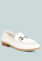  HOLDA Horsebit Embellished Loafers With Stitch Detail In Off White