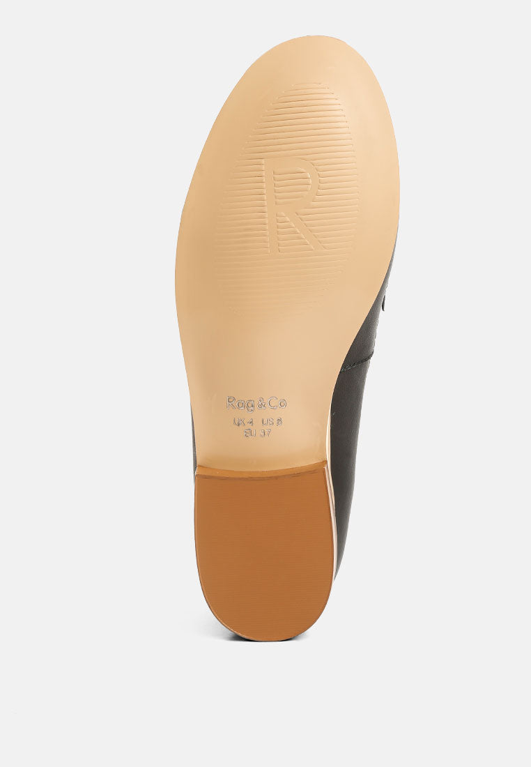  HOLDA Horsebit Embellished Loafers With Stitch Detail In Black