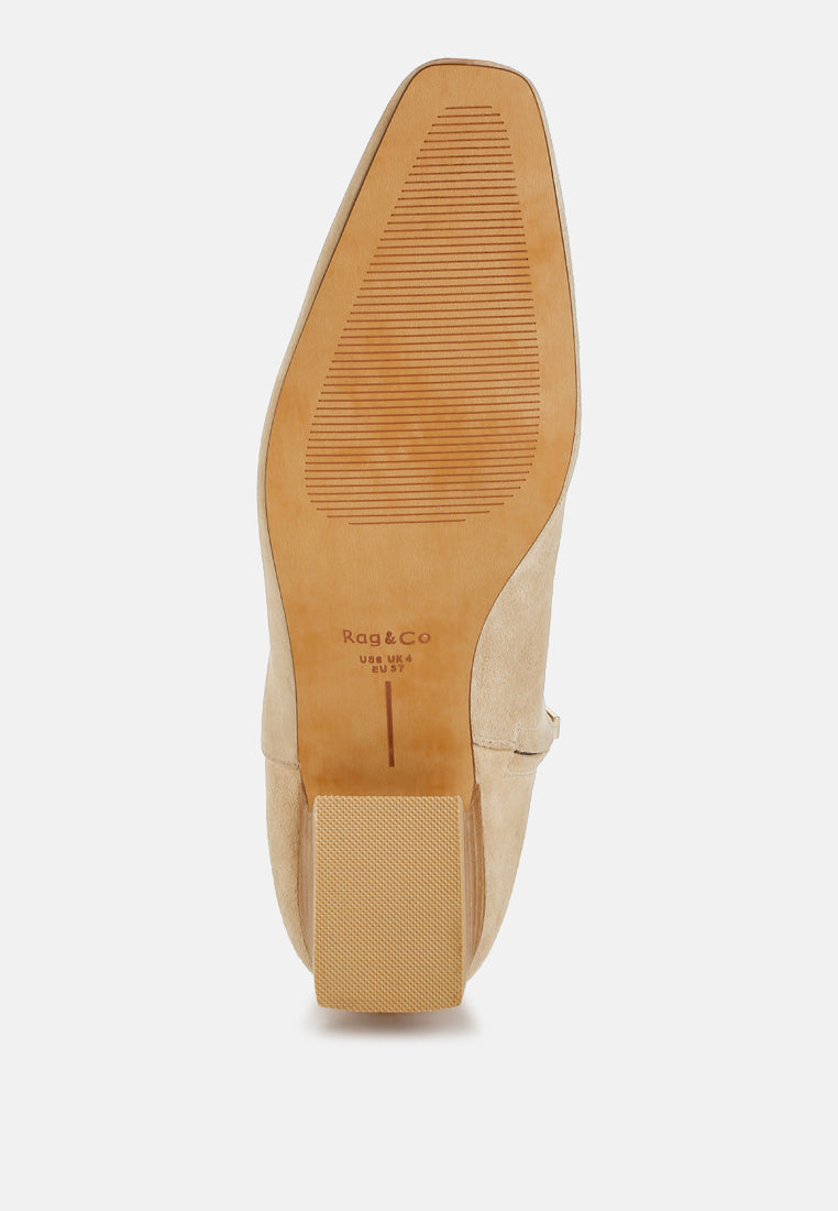  Hakra Flared Heel Suede Boots
