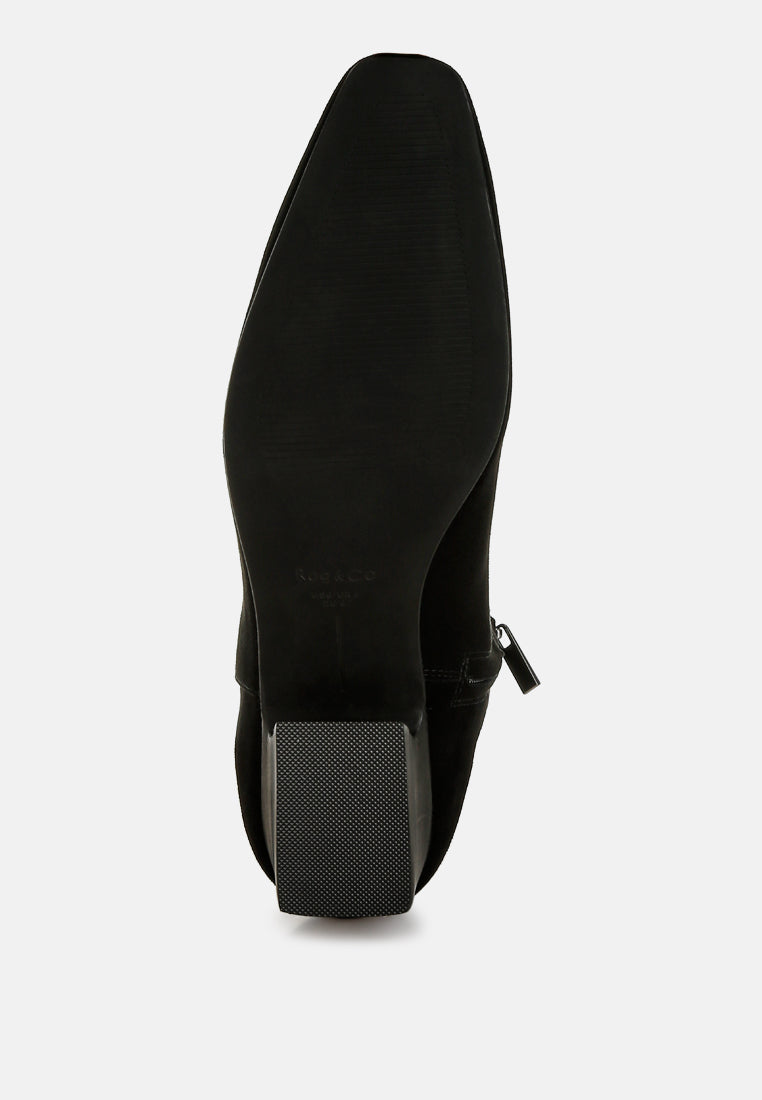  Hakra Flared Heel Suede Boots