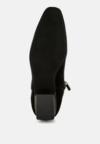  Hakra Flared Heel Suede Boots