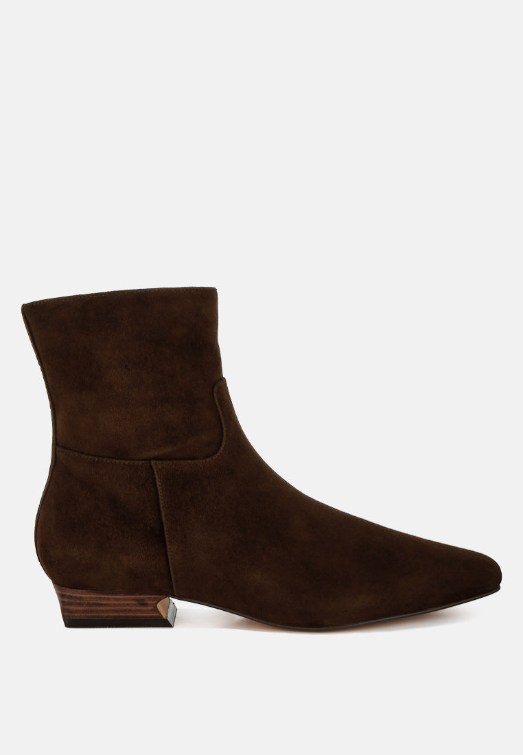  Hakra Flared Heel Suede Boots